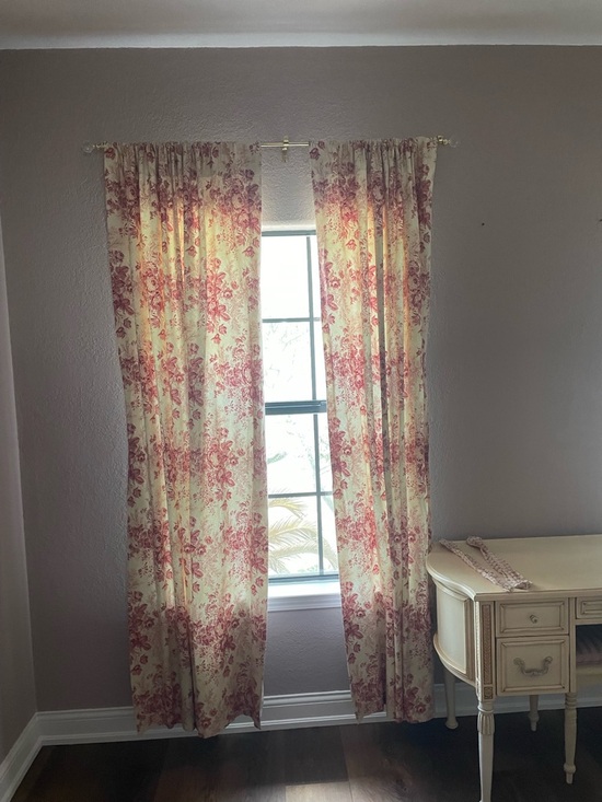 Other - Classic Floral Window Curtains in Cream and Rose - Unbranded 4 Panels 50 x 90